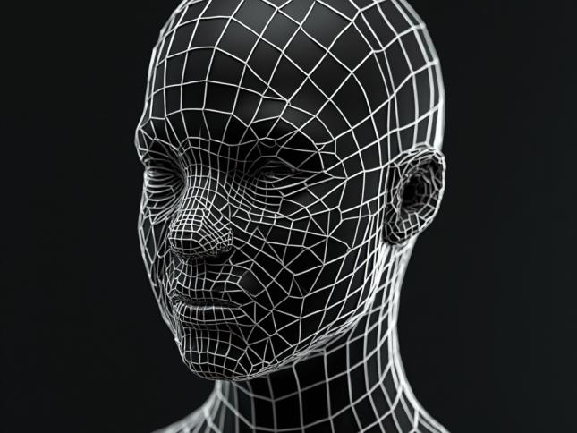 A wireframe head